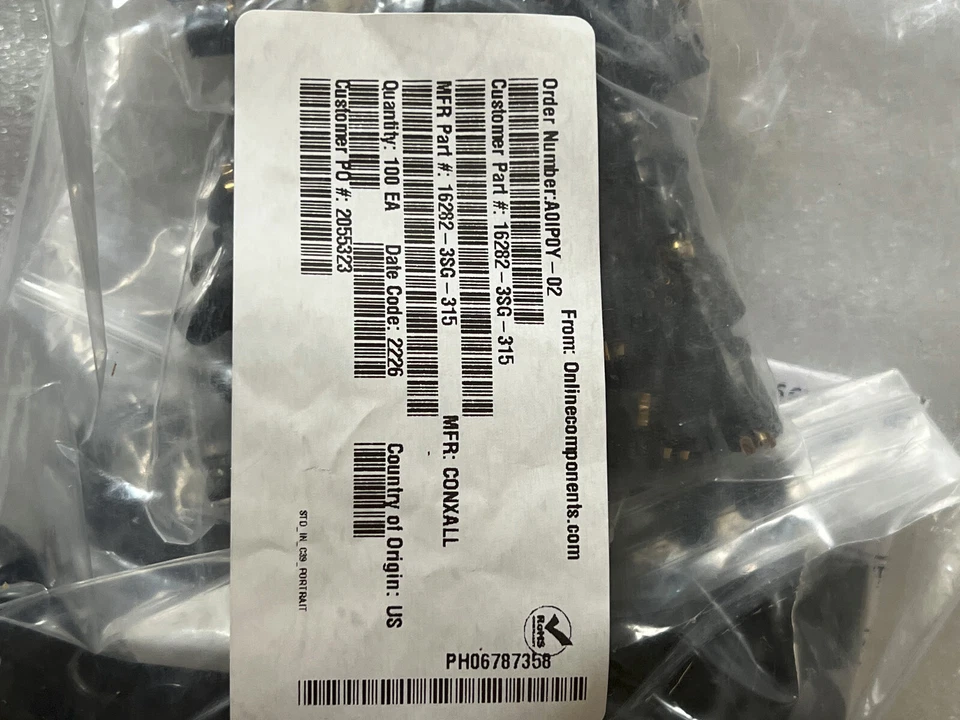 (Qty 50) Switchcraft Conxall Connector - 16282-3SG-315 - 3 Socket - Solder Cup - Image 3 of 4