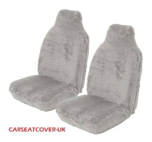 For Toyota Auris (2007-13) Grey Sheepskin Faux Fur Car Seat Covers - 2 x Fronts - Afbeelding 1 van 6