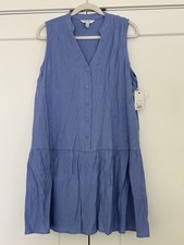 Nine West NWT Women's Periwinkle Blue Sleeveless V-Neck Ruffle Hem Dress Size L