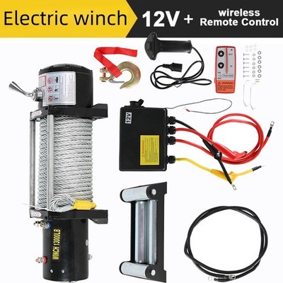 Elektrische Seilwinde 12V PowerWinch 13000lbs ATV 5909kg UTV Quad Stahlseil DHL