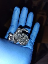 Easter Bunny And Basket Pewter Figure Antique