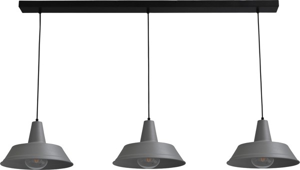 Lange HäNgeleuchte Grau L:130Cm Ø35Cm 3Xe27 PremiumqualitäT Loft Pendelleuchte-image