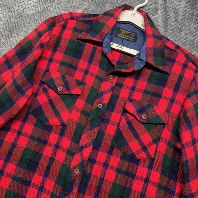 #ad #ad VTG Kmart Sportsman Shirt Large Red Green Plaid Flannel Korea Made 70s 80s $26.88