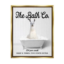 Bubble Bath Ad Llama Framed Floater Canvas Wall Art by Lettered and Lined