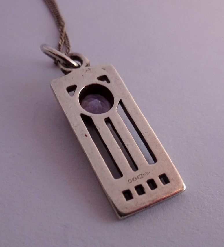 Vintage Celtic style solid silver amethyst pendan… - image 5