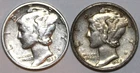 (2) Mercury Dimes - 1939D(Extra Fine) 1939P(Very Fine) - #1563ED FREE SHIPPING