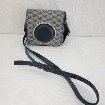 Michael Kors Studio Scout Collection Medium Moulded Camera Bag Black MK Logo New