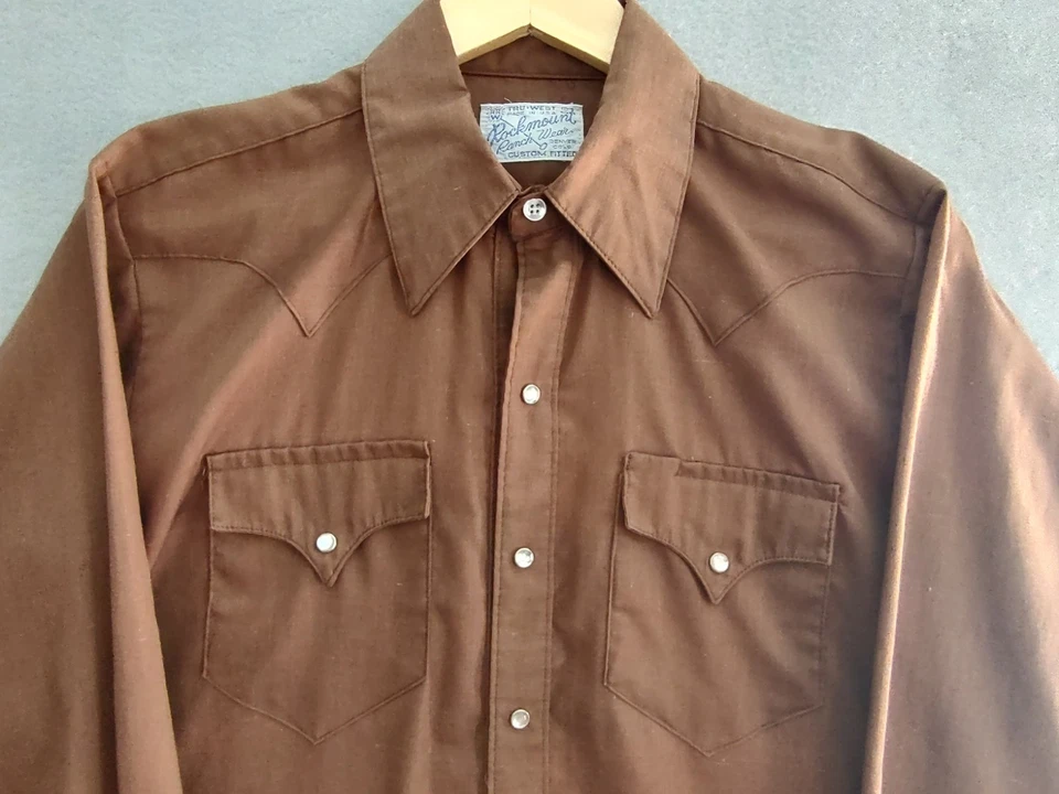 Camisa Vaquera Vintage Rockmount Ranch Wear Tru-West Para Hombres Perla A Presión Talla S-M Foto 2 de 4
