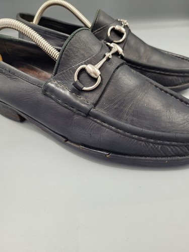 Vintage Gucci Horsebit Loafers UK 7 EU 40 VTG Black Leather Shoes Men's Slip-On - Picture 14 of 22