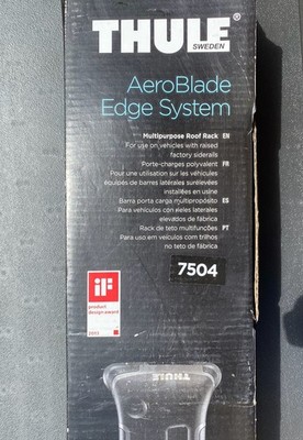 Thule AeroBlade Edge Silver Raised Rail 7504 Pair Crossbars w/o Locks - One Pair