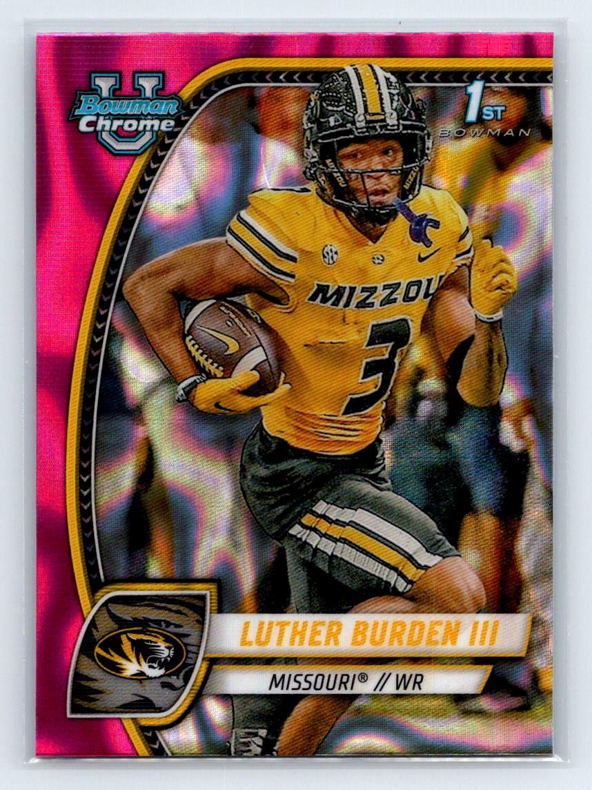 Luther Burden III 2024 Bowman University Chrome Pink Lava Refractor #123