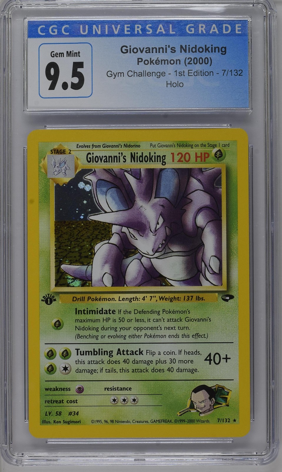 Pokémon Giovanni's Nidoking Gym Challenge 1st Edition CGC 10 - 9.5 Blue Holder