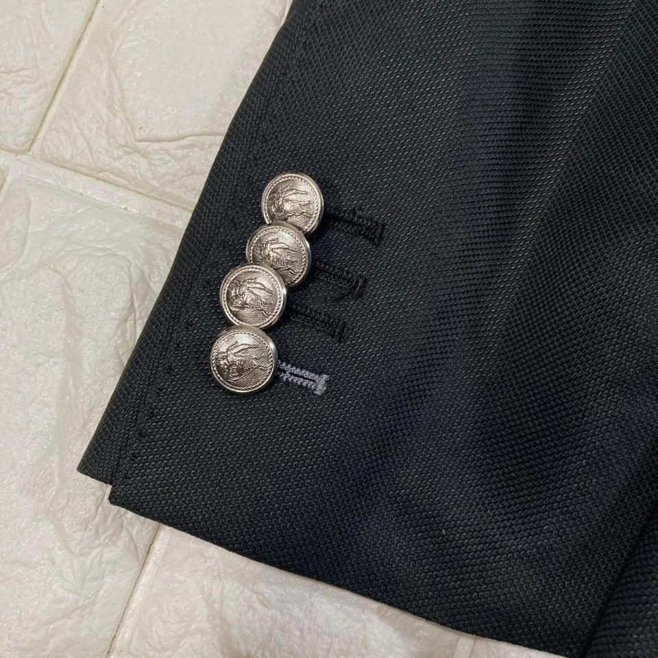 Burberry Black Label Linen Blazer Men’s Black Size S Silver Button #EK BCA - Image 4 of 4