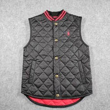 Polo Ralph Lauren Kid Black Red Quilted Puffer Vest Size 6 Embroidered Pony Logo