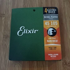 Elixir Electric Bass 4-String Nanoweb Nickle Plated Light Med Long Scale 14077