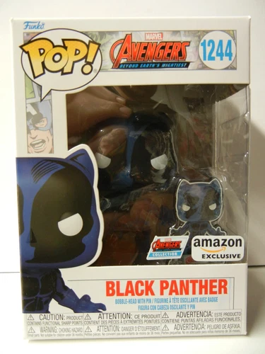 Funko Pop! Marvel Avengers Black Panther w/ Pin #1244 Amazon Exclusive