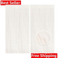 Tinsel Photo Backdrop Curtains - 2 Pack 3.2x8.2ft White Foil Fringe Streamer ...