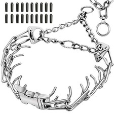 Stainless Steel Dog Collar, Tangle-Free 360  Swivel Collar with Quick-Relea