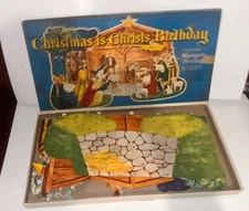 Vintage Christmas Manger Set Nativity Cut-Out Scenes Complete