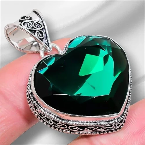 CHROME HEARTS Ciondolo cuore diopside cromato fatto a mano argento sterling 925 gioiello