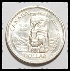 1958 CANADA  BC SILVER DOLLAR Totem Pole "DEATH DOLLAR"   Nice AU   #8D75
