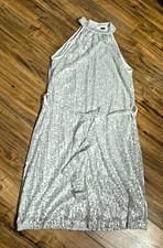 Ladies SHEIN silver sequin halter neck mini dress UK 8