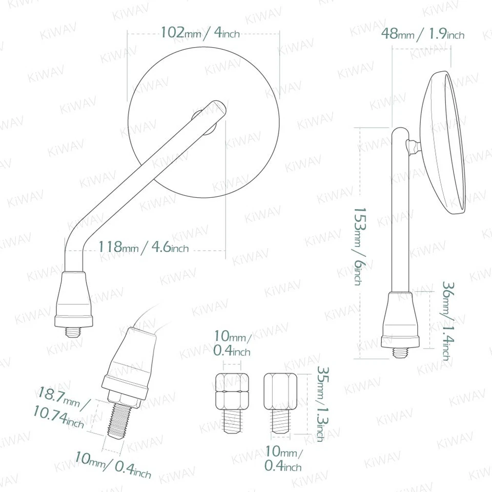 Mirrors ECLIPSE round short arm black M10 standard & reverse fits Yamaha  ε - Image 2 of 4