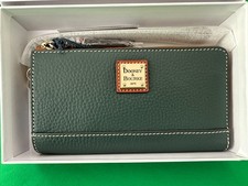 Dooney  Bourke Pebble Grain Folded Zip Wristlet Wallet - Hunter Green NWT
