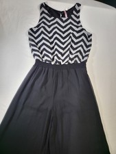 Women’s Black & White Chevron Maxi Dress Size L – Made in Vietnam