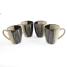 Lot Of 4 Gibson Designs Althea Teal Pattern Matching Ceramic Mugs 4.25