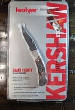 New Kershaw 3100JB Grant County Pocket Knife Jig Bone Inlay Clip Point Lockback