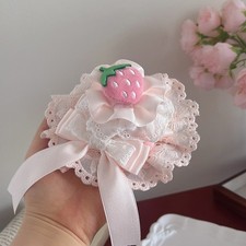 Chapeau Cap Pour Cheveux Lolita Dentelle DIY Motif Fraise Femme Fille