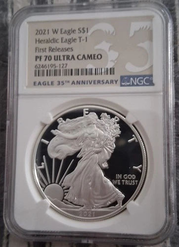 2021-W American Silver Eagle Type 1 Proof 70 Ultra Cameo NGC - 6246195-127