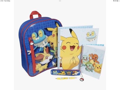 Pokemon Filled Children’s Backpack Set Stationary Brand New