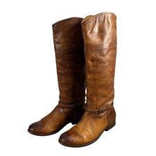 Frye Knee High Pull On Boots Brown Distressed Leather Woman  s Size 7 B