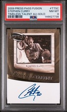 2009 Press Pass Fusion Stephen Curry Gold /85 On Card Rookie Auto PSA 8. rookie card picture