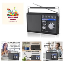 Portable AM FM Radio with Bluetooth, SW Transistor Retro Radio with Best Rece...