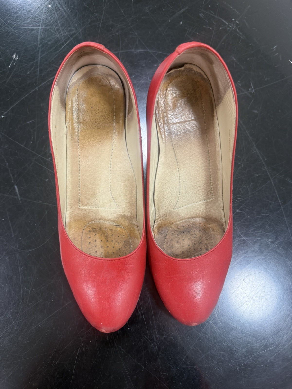 Cabin crew Red Leather Court Block Heel Shoes UK Size 5 Women's 