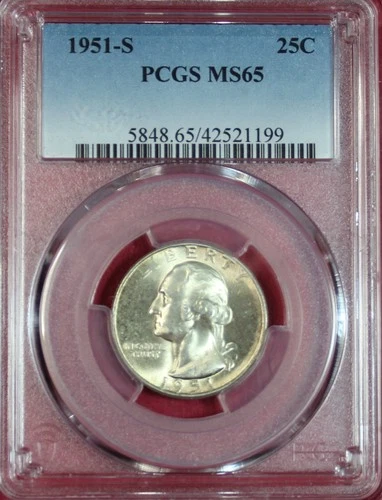 1951-S WASHINGTON QUARTER PCGS MS65