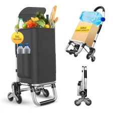 Heavy Duty 3 in 1 Shopping Cart Foldable Hand Truck with 6 Wheels 110 lbs