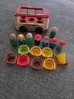 VINTAGE Fisher Price Little People Mini Bus FP-141 -Figures Tour Van 1969 Chairs