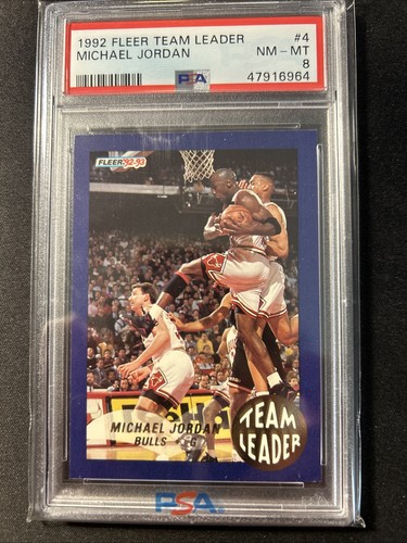 Michael Jordan 1992 Fleer Team Leader  # 4 PSA Graded 8. Set Break