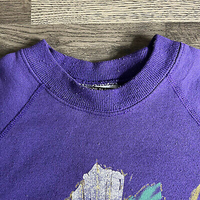 VTG Flower Sweatshirt Size XL Raglan Pullover Purple Lee VTG Flower Sweatshirt Size XL Raglan Pullover Purple Lee