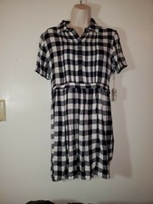 Forever 21 Womans Small Blue Cream Plaid Dress New