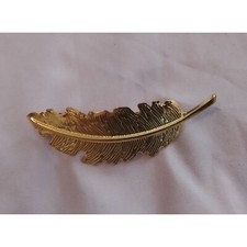 Vintage Gold-Tone Feather Hair Clip Barrette