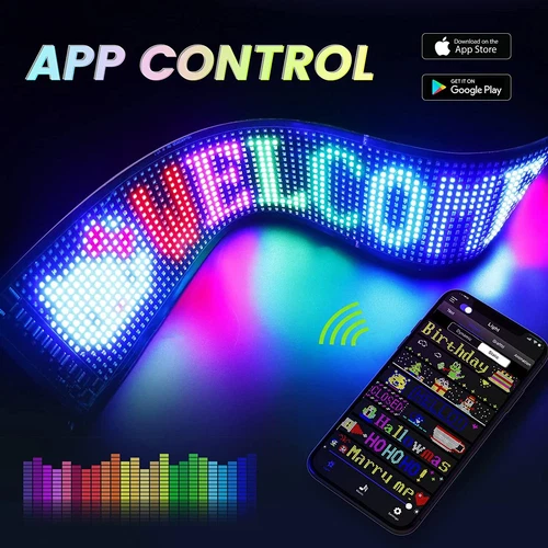 Luce LED Occhi di Diavolo per Auto Modello di Testo Digitale Piccola Bacheca Bluetooth - Foto 16 di 16