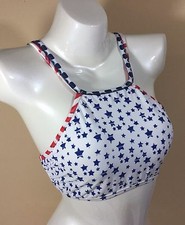 VICTORIAS SECRET SWIM HIGH NECK LIGHTLY PADDED SMALL STARS BIKINI TOP NWT E510