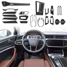 27Pcs Carbon Fiber Full Interior Kit Cover Trim For Audi A6 C8 A7 Sportback