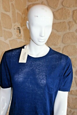 Pull Terry Lane Col Rond - Lin Bleu Et Blanc - Taille L - Neuf