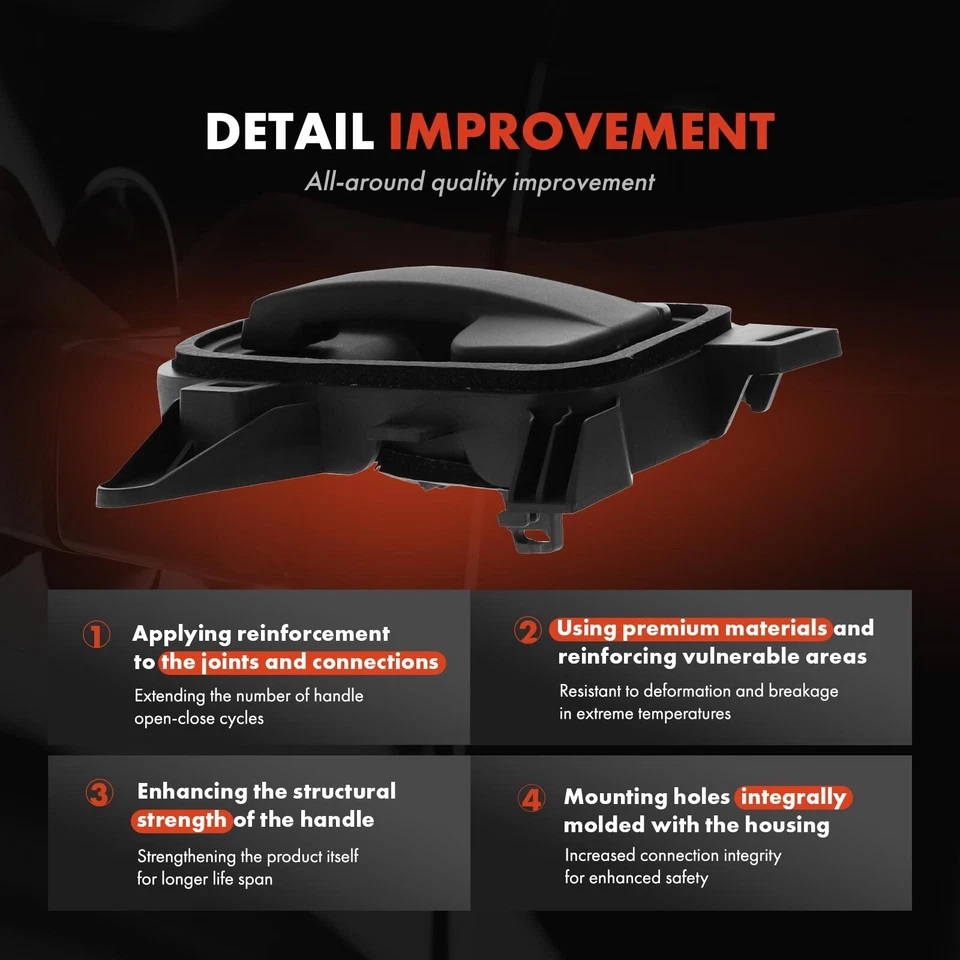 Manija de puerta interior delantera izquierda negra con textura para International Harvester ProStar Foto 3 de 4